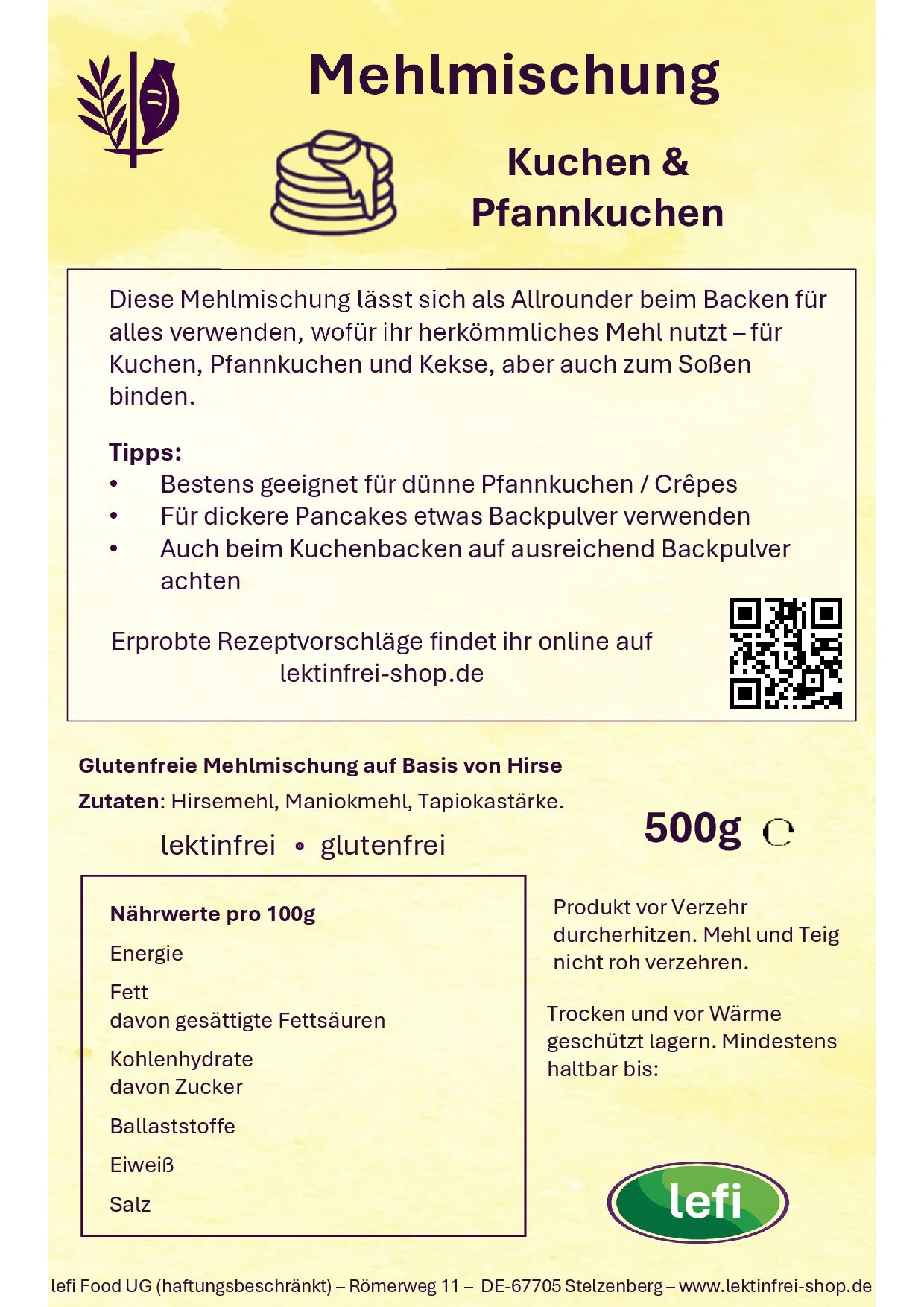 Mehlmischung Kuchen & Pfannkuchen