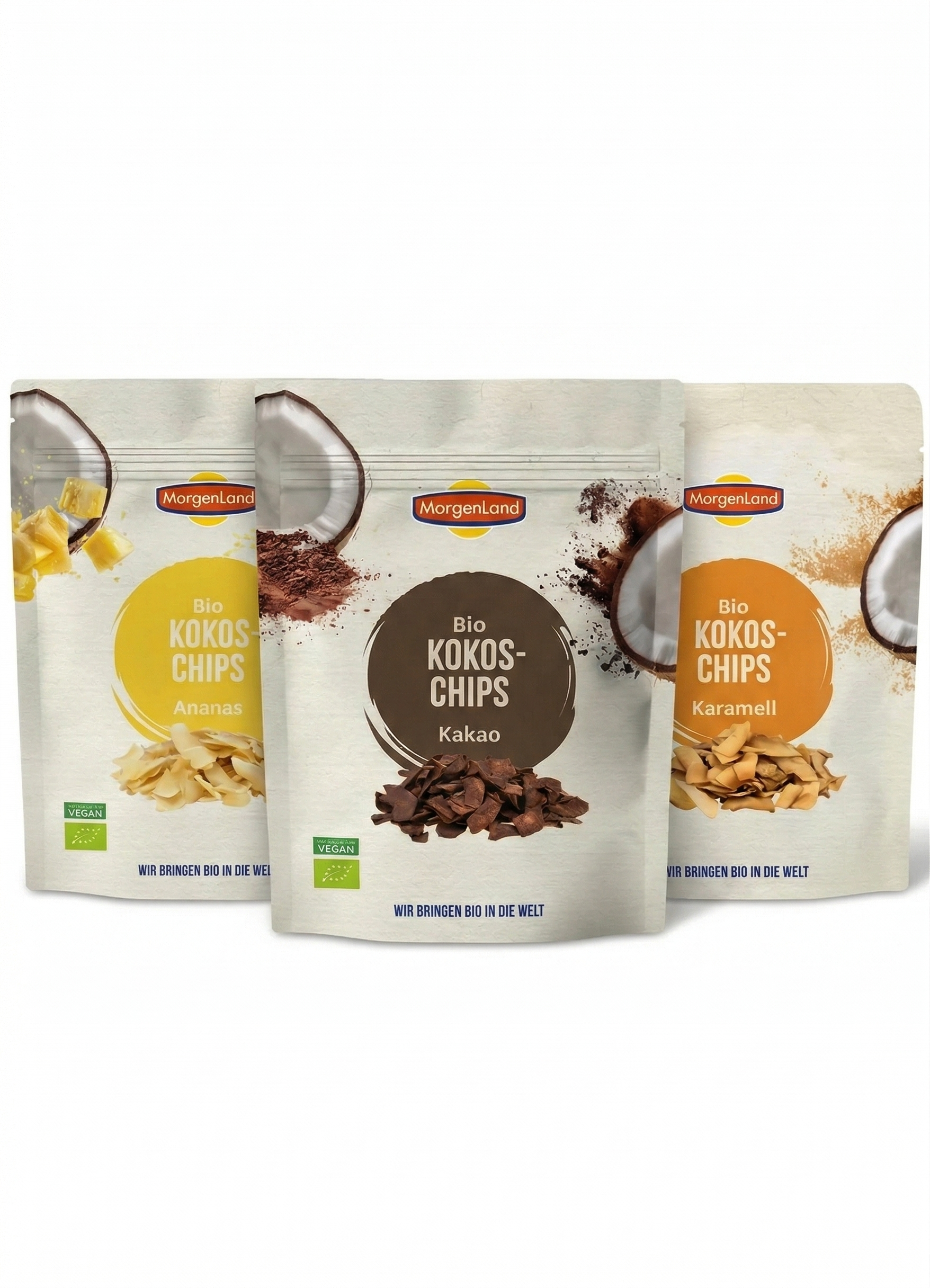 Kokoschips Kakao, Karamell oder Ananas